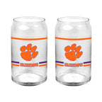 Set of 2 Clemson Tigers 16oz XD Ring Can Glasses