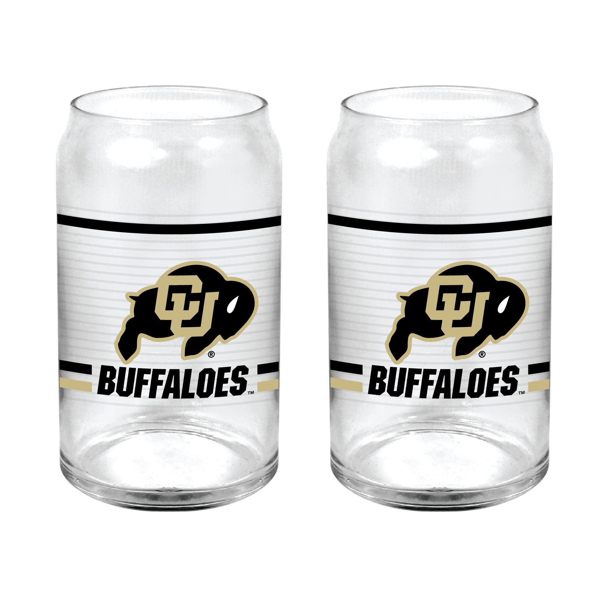 Set of 2 Colorado Buffaloes 16oz XD Ring Can Glasses