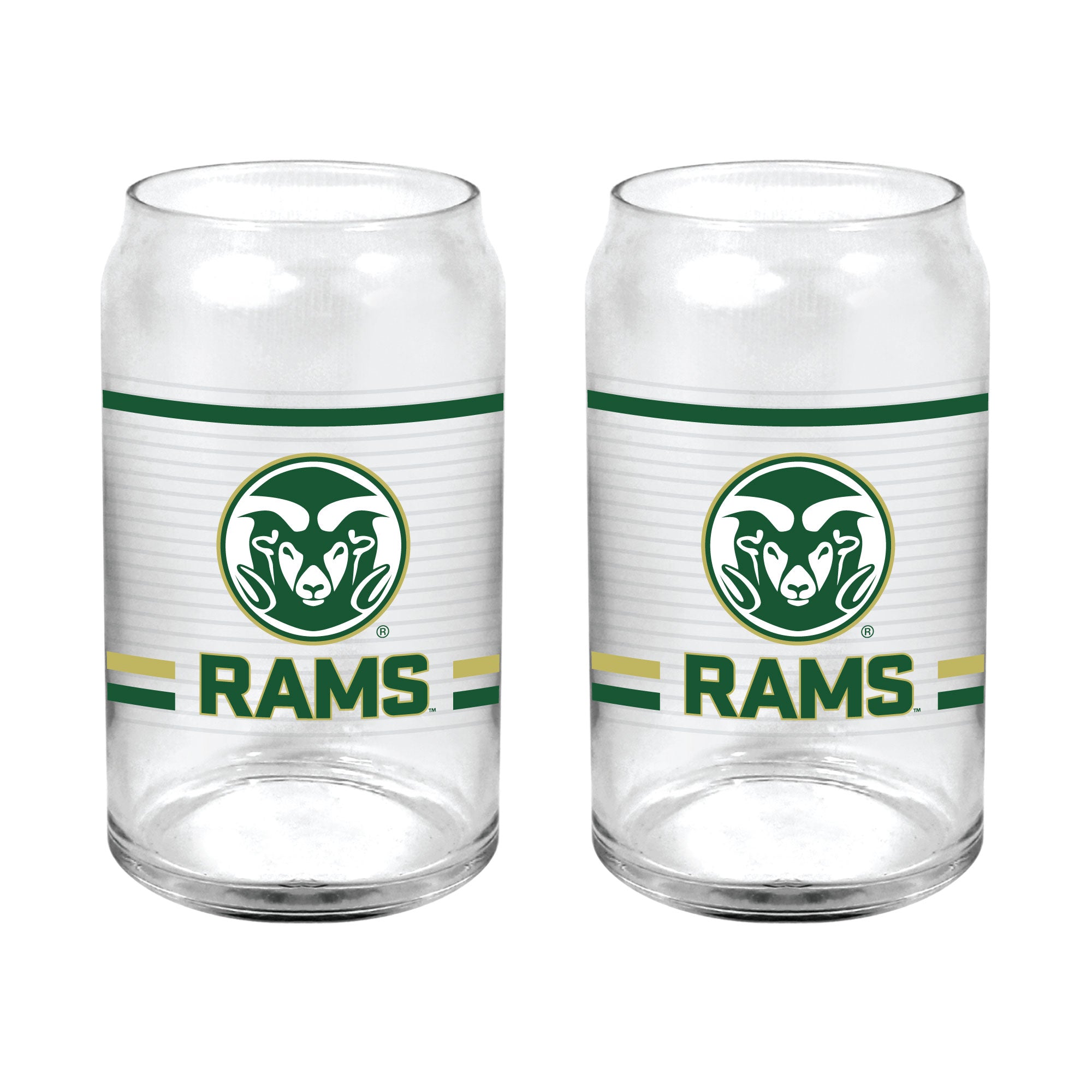 Set of 2 Colorado State Rams 16oz XD Ring Can Glasses