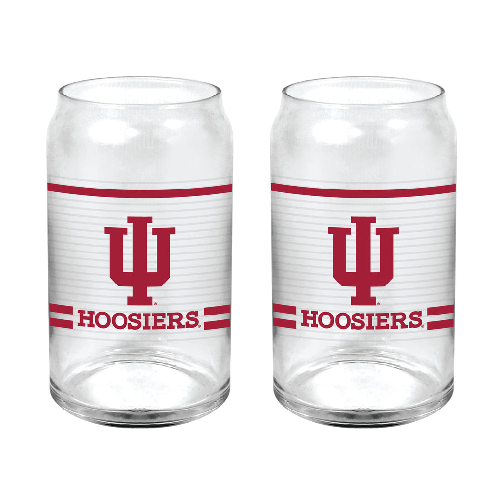 Set of 2 Indiana Hoosiers 16oz XD Ring Can Glasses