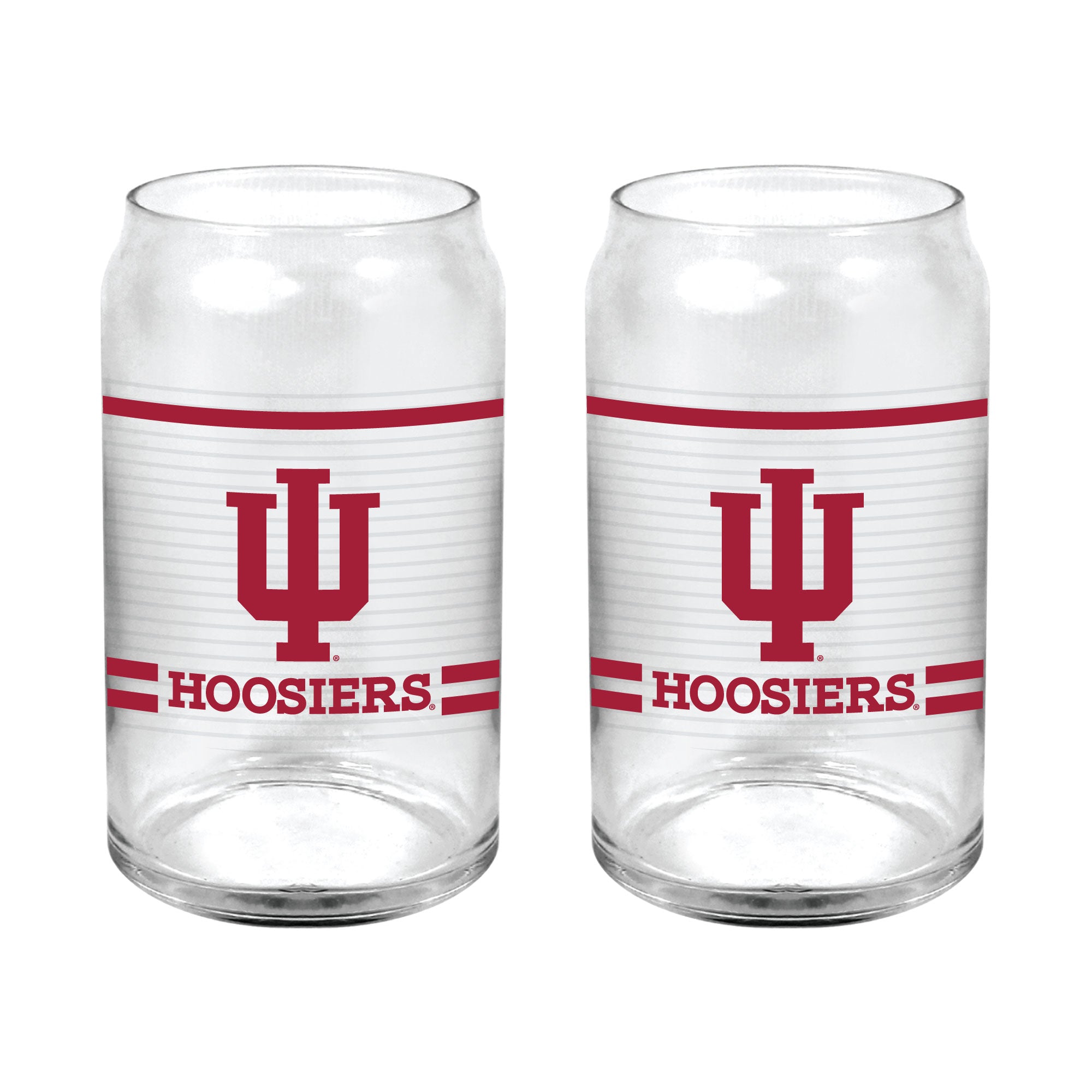 Set of 2 Indiana Hoosiers 16oz XD Ring Can Glasses