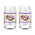 Set of 2 LSU Tigers 16oz XD Ring Can Glasses