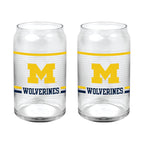 Set of 2 Michigan Wolverines 16oz XD Ring Can Glasses