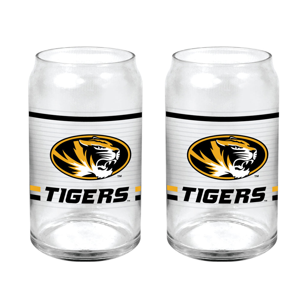 Set of 2 Missouri Tigers 16oz XD Ring Can Glasses