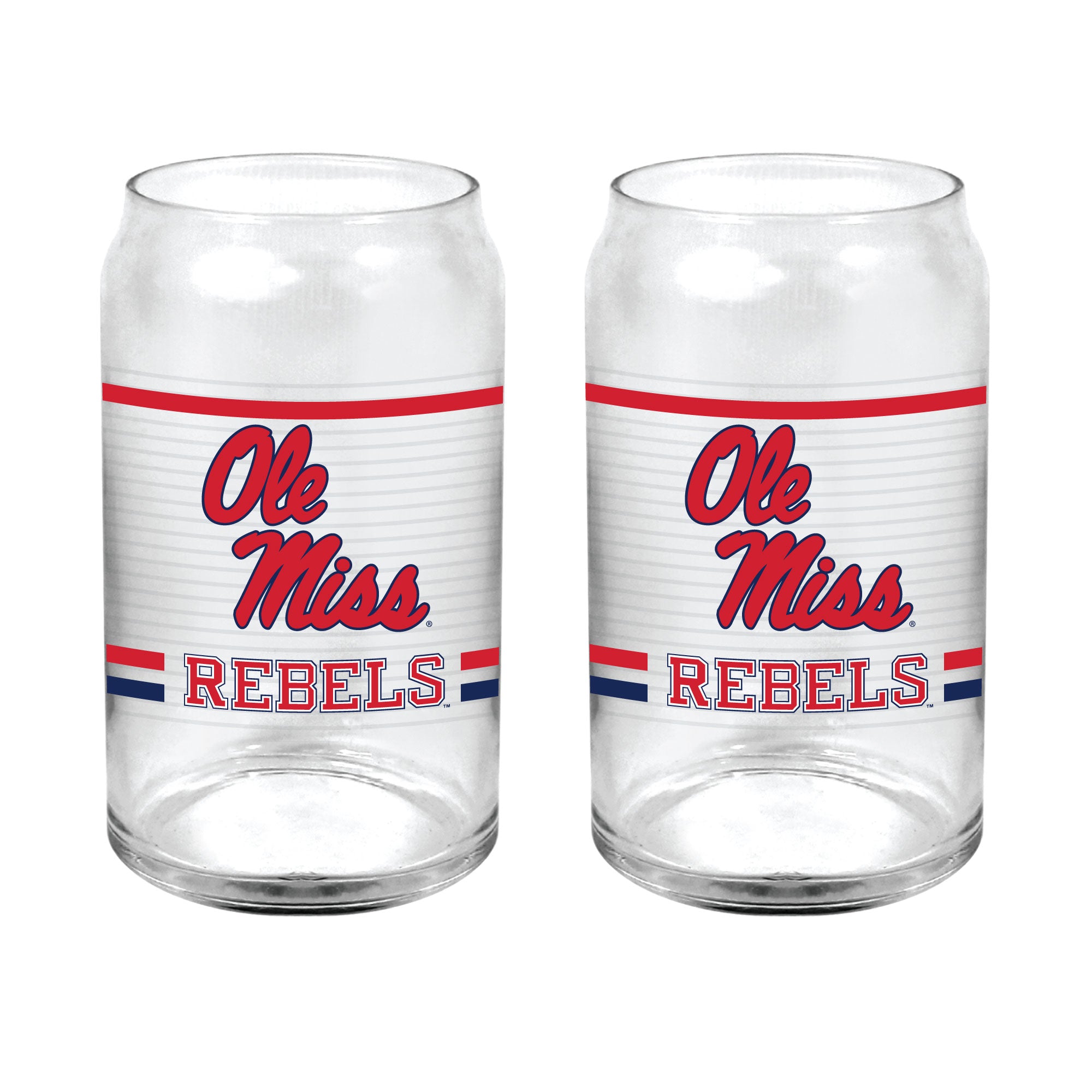 Set of 2 Ole Miss Rebels 16oz XD Ring Can Glasses