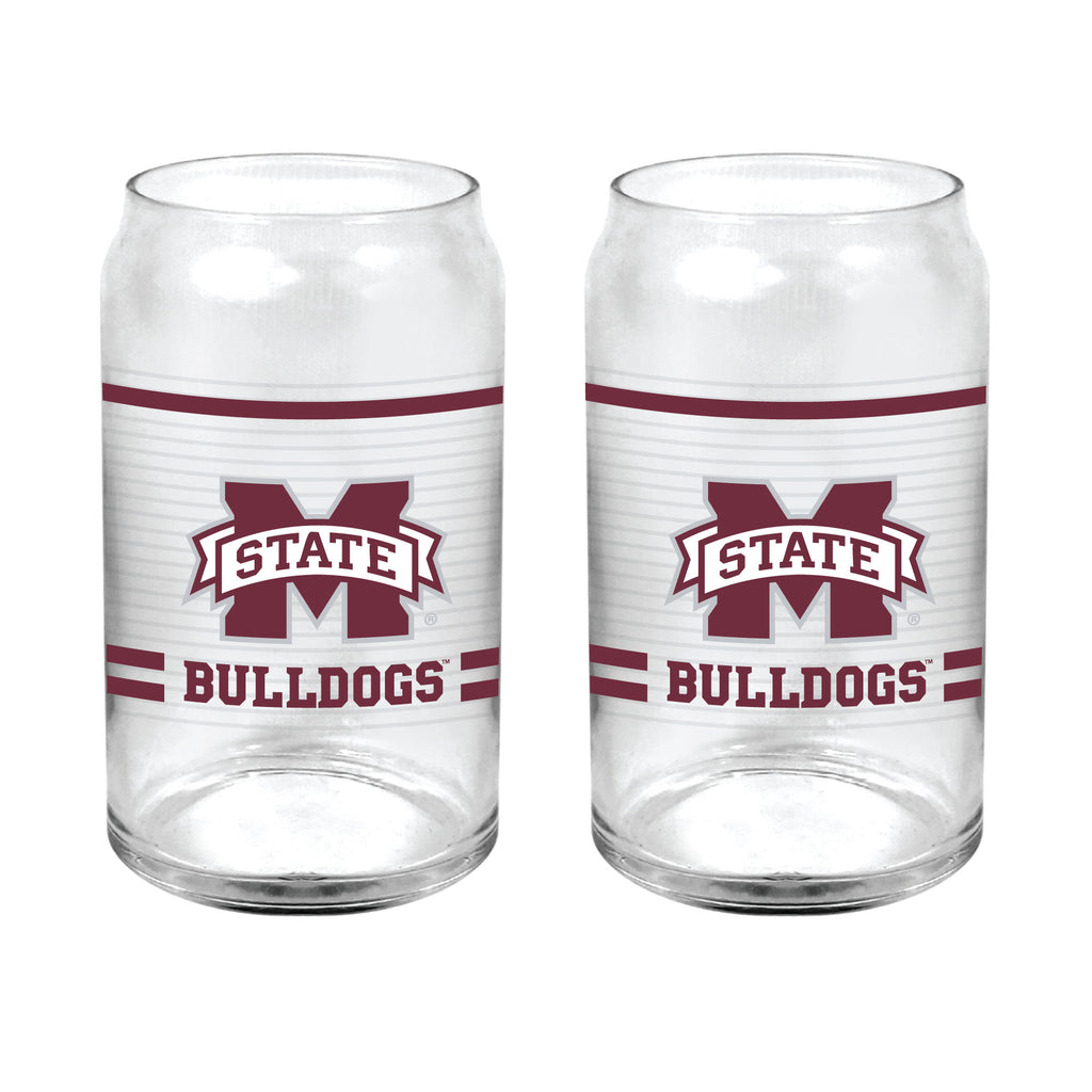 Set of 2 Mississippi State Bulldogs 16oz XD Ring Can Glasses