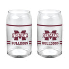 Set of 2 Mississippi State Bulldogs 16oz XD Ring Can Glasses