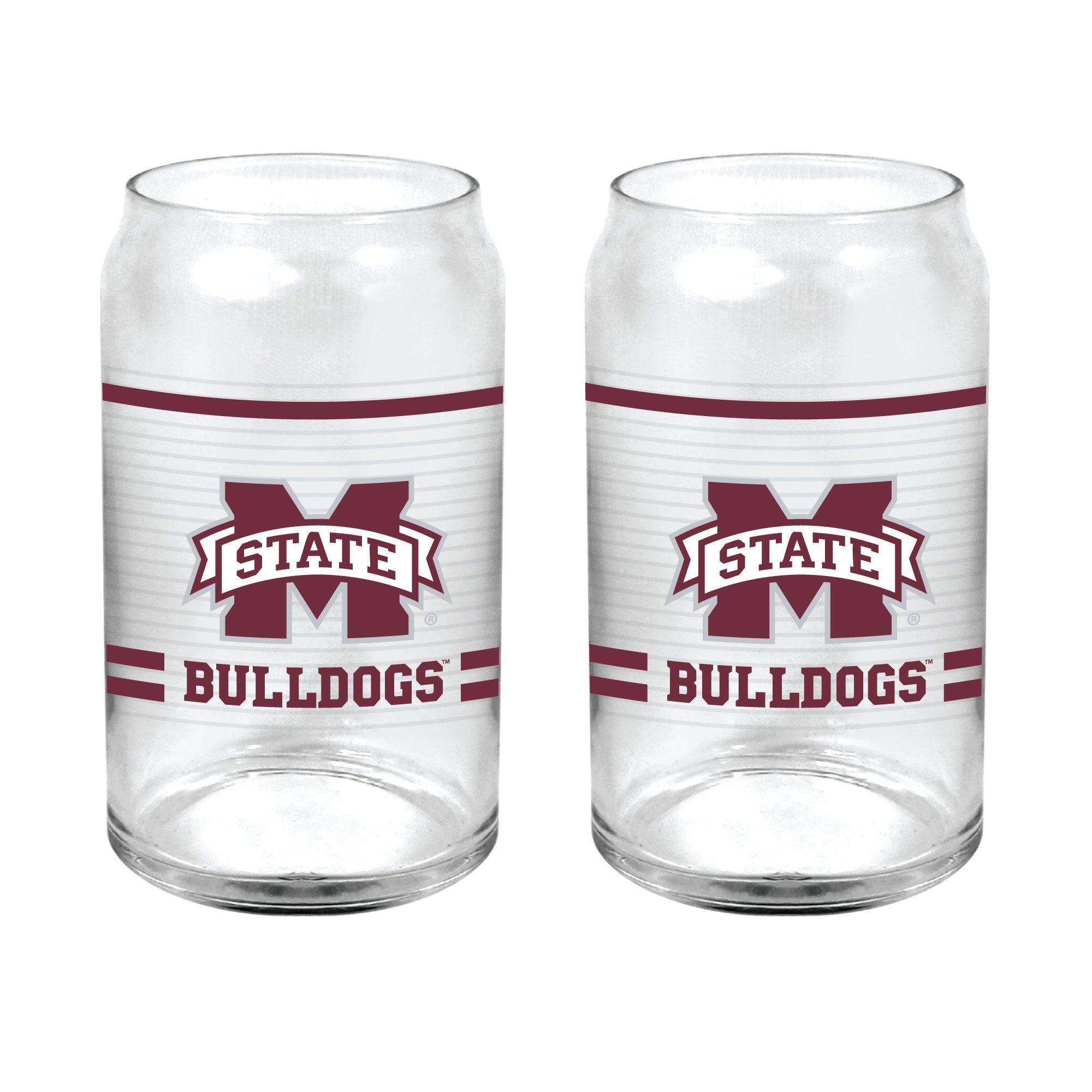 Set of 2 Mississippi State Bulldogs 16oz XD Ring Can Glasses
