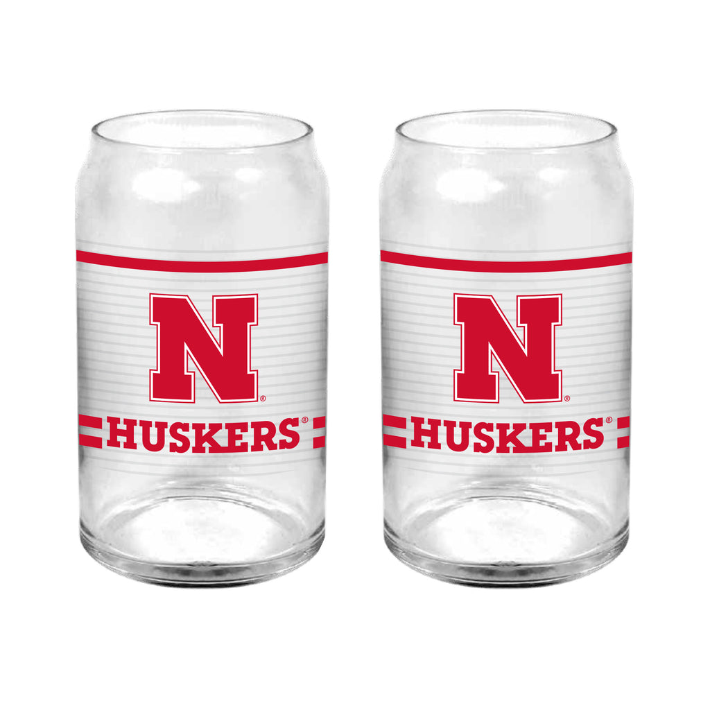 Set of 2 Nebraska Cornhuskers 16oz XD Ring Can Glasses