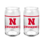 Set of 2 Nebraska Cornhuskers 16oz XD Ring Can Glasses