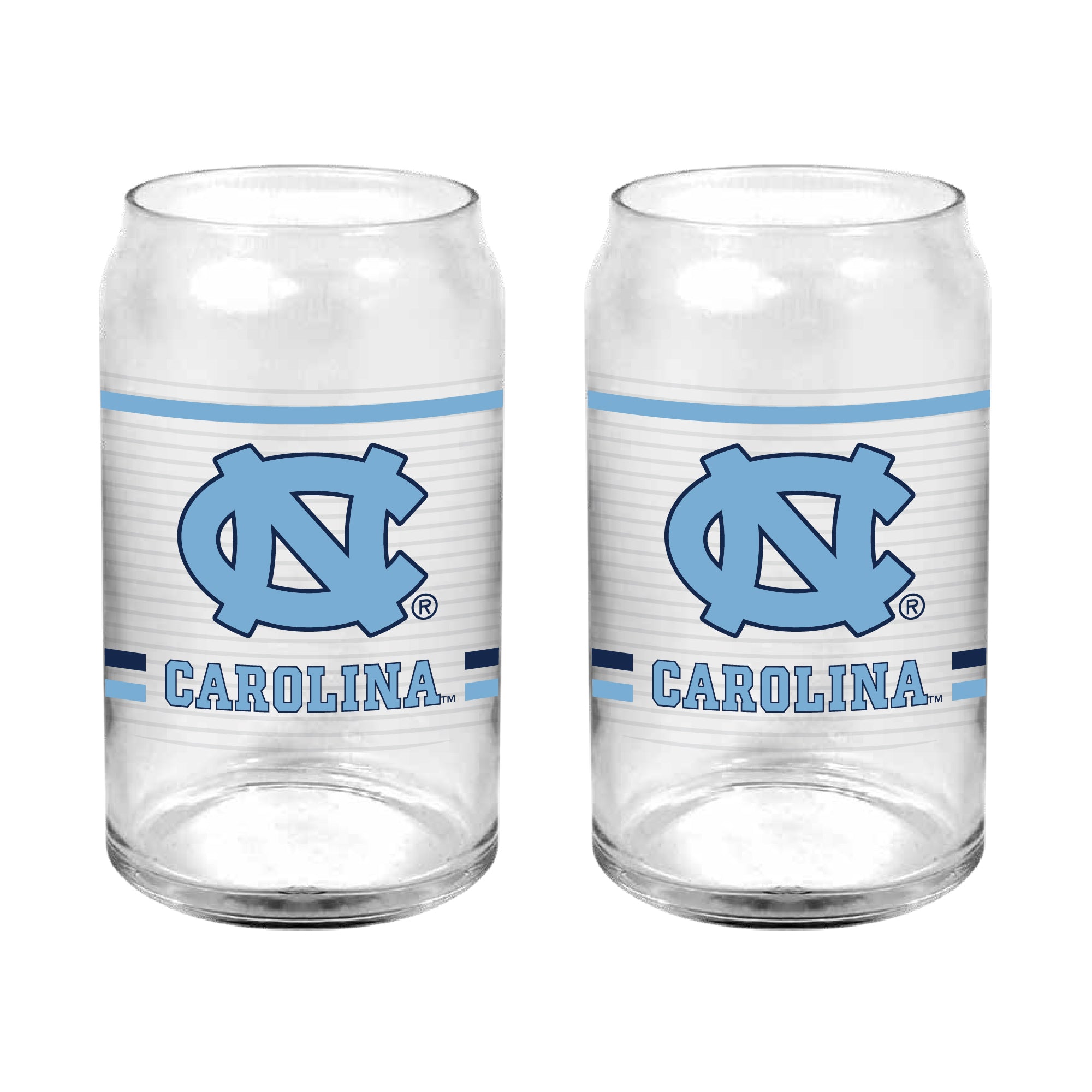 Set of 2 North Carolina Tar Heels 16oz XD Ring Can Glasses