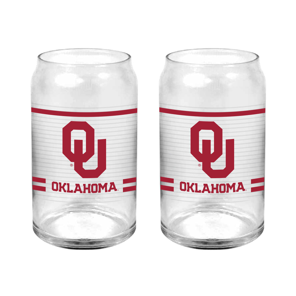 Set of 2 Oklahoma Sooners 16oz XD Ring Can Glasses