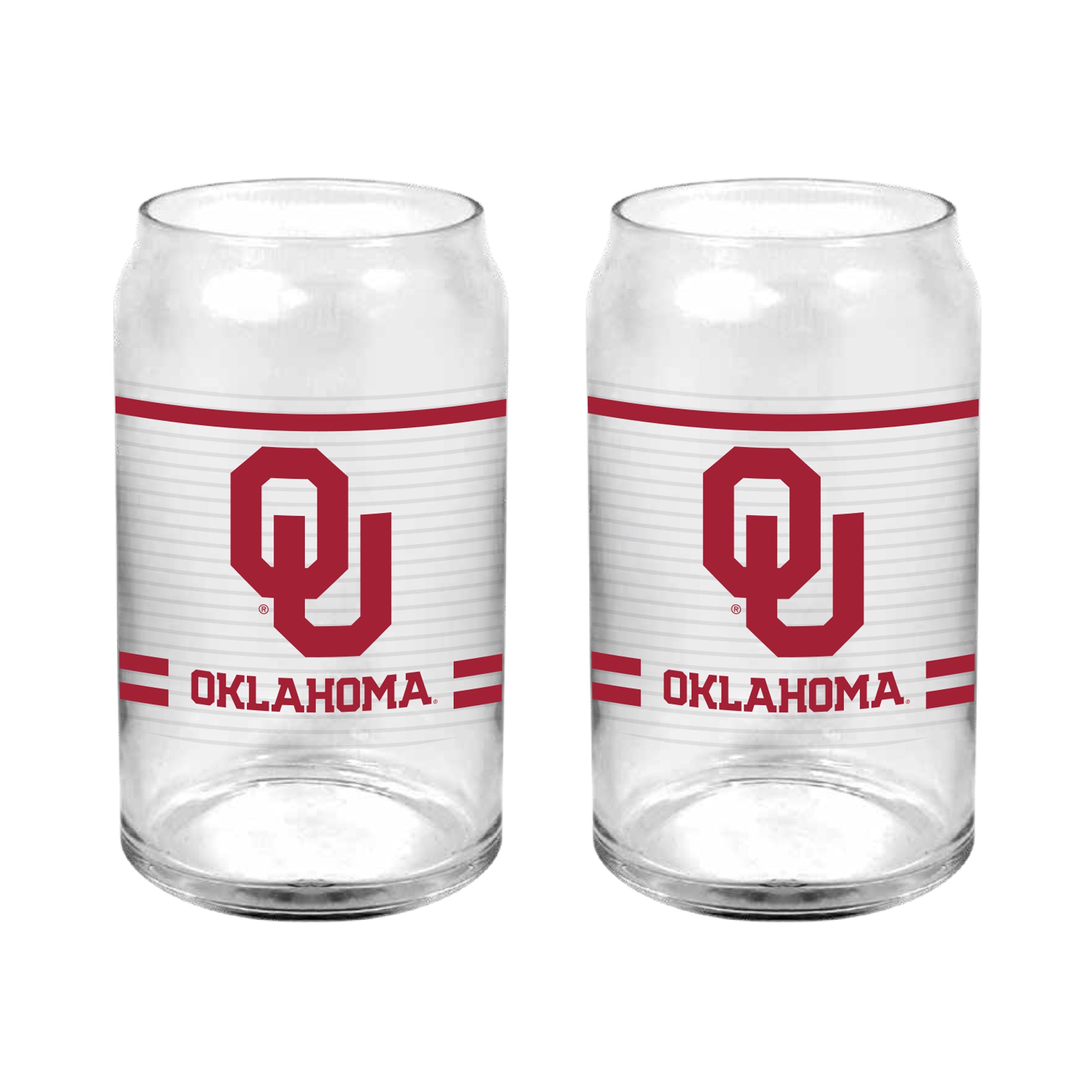 Set of 2 Oklahoma Sooners 16oz XD Ring Can Glasses