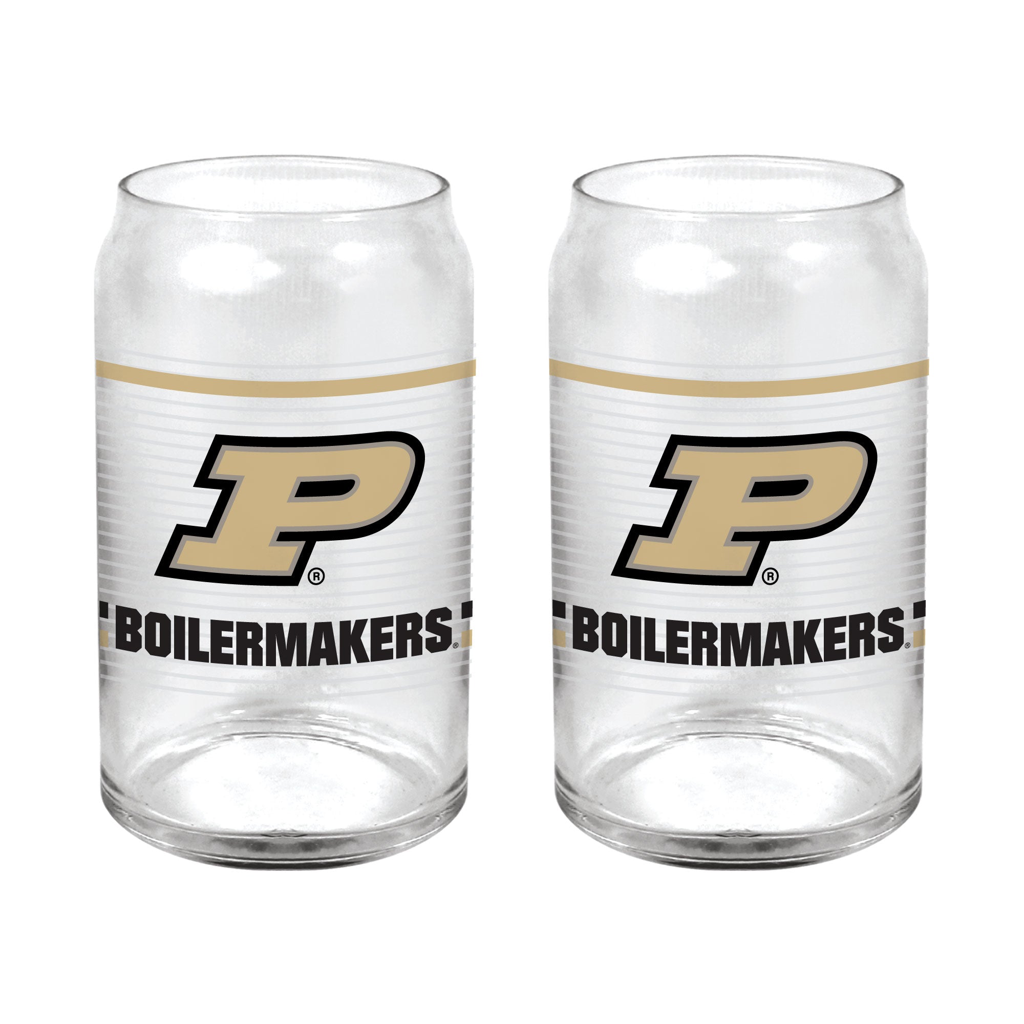 Set of 2 Purdue Boilermakers 16oz XD Ring Can Glasses