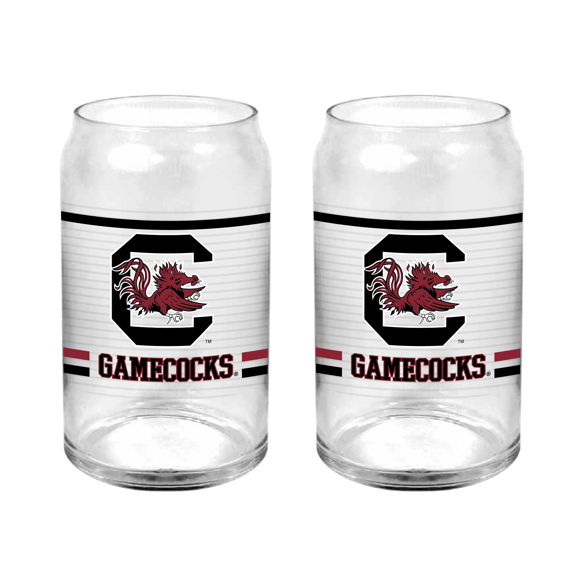 Set of 2 South Carolina Gamecocks 16oz XD Ring Can Glasses