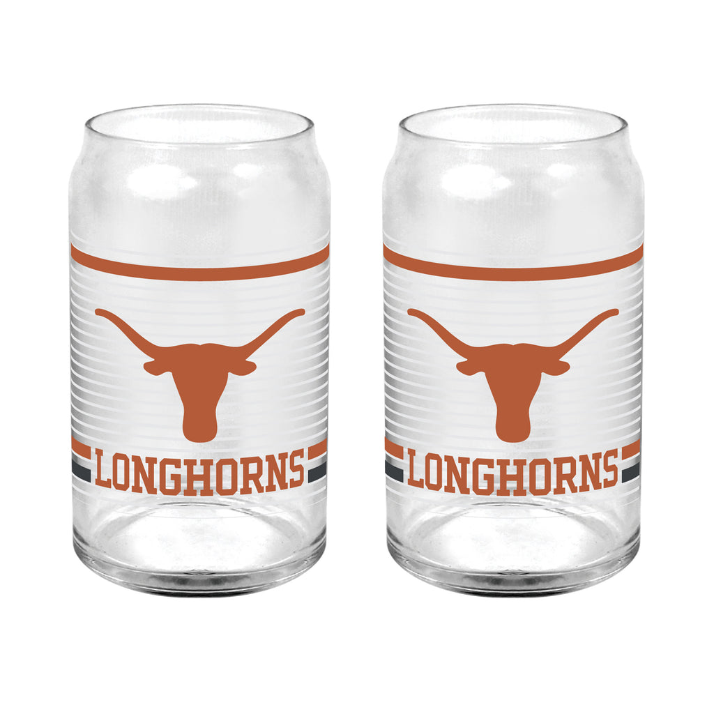 Set of 2 Texas Longhorns 16oz XD Ring Can Glasses