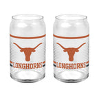 Set of 2 Texas Longhorns 16oz XD Ring Can Glasses