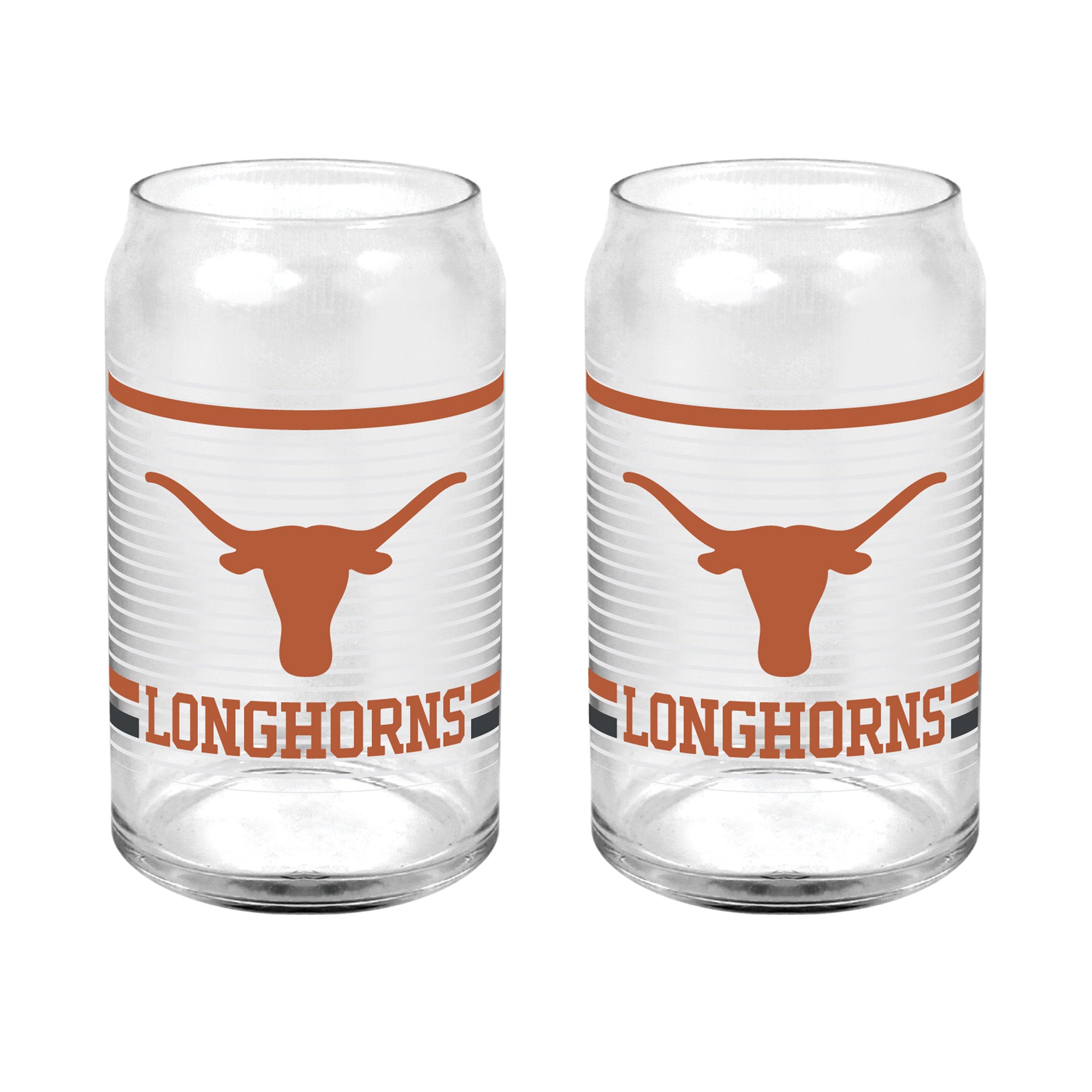 Set of 2 Texas Longhorns 16oz XD Ring Can Glasses