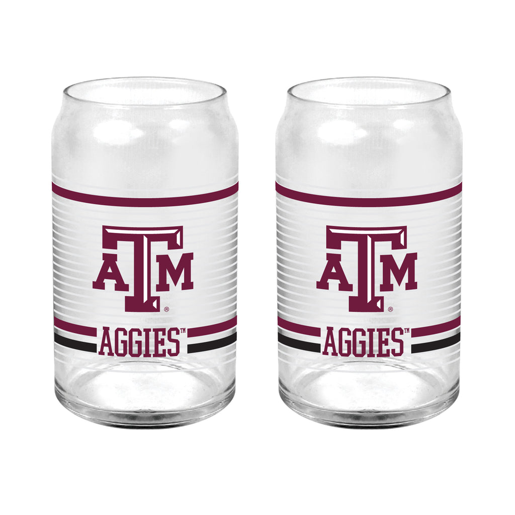 Set of 2 Texas A&M Aggies 16oz XD Ring Can Glasses