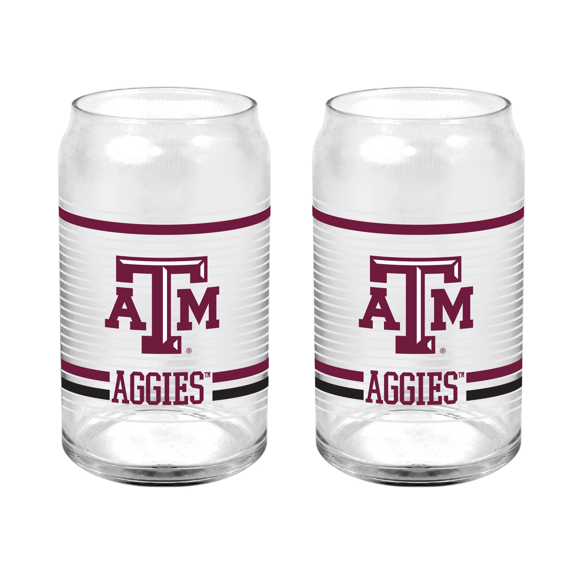 Set of 2 Texas A&M Aggies 16oz XD Ring Can Glasses