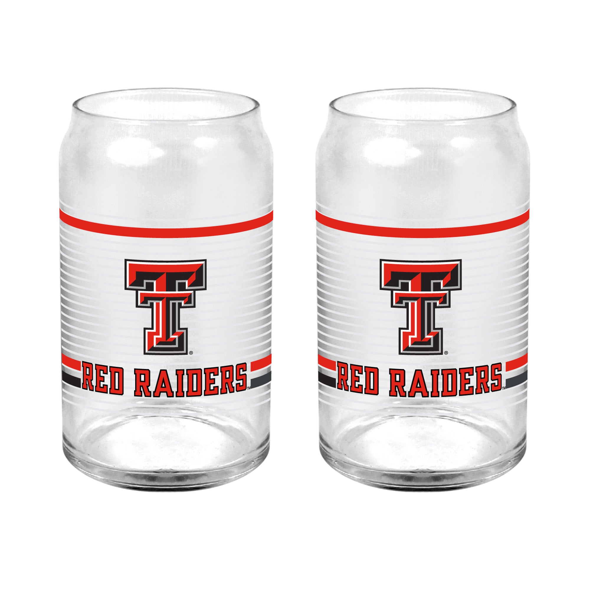 Set of 2 Texas Tech Red Raiders 16oz XD Ring Can Glasses