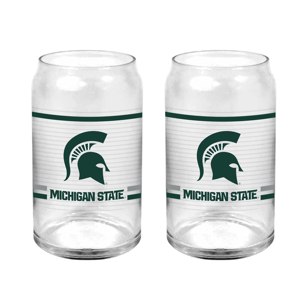 Set of 2 Michigan State Spartans 16oz XD Ring Can Glasses