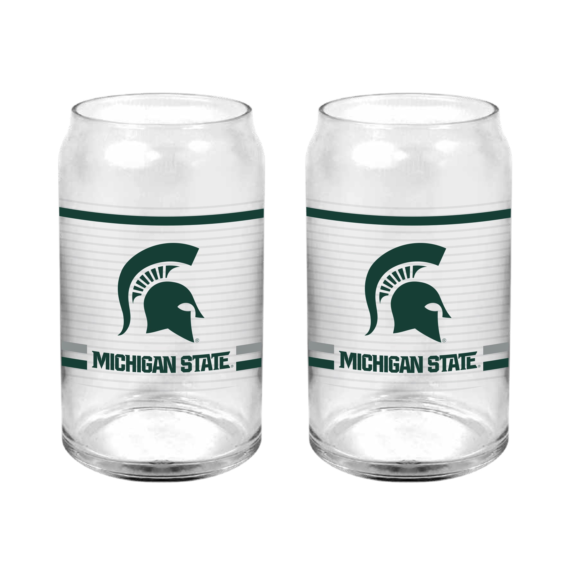Set of 2 Michigan State Spartans 16oz XD Ring Can Glasses
