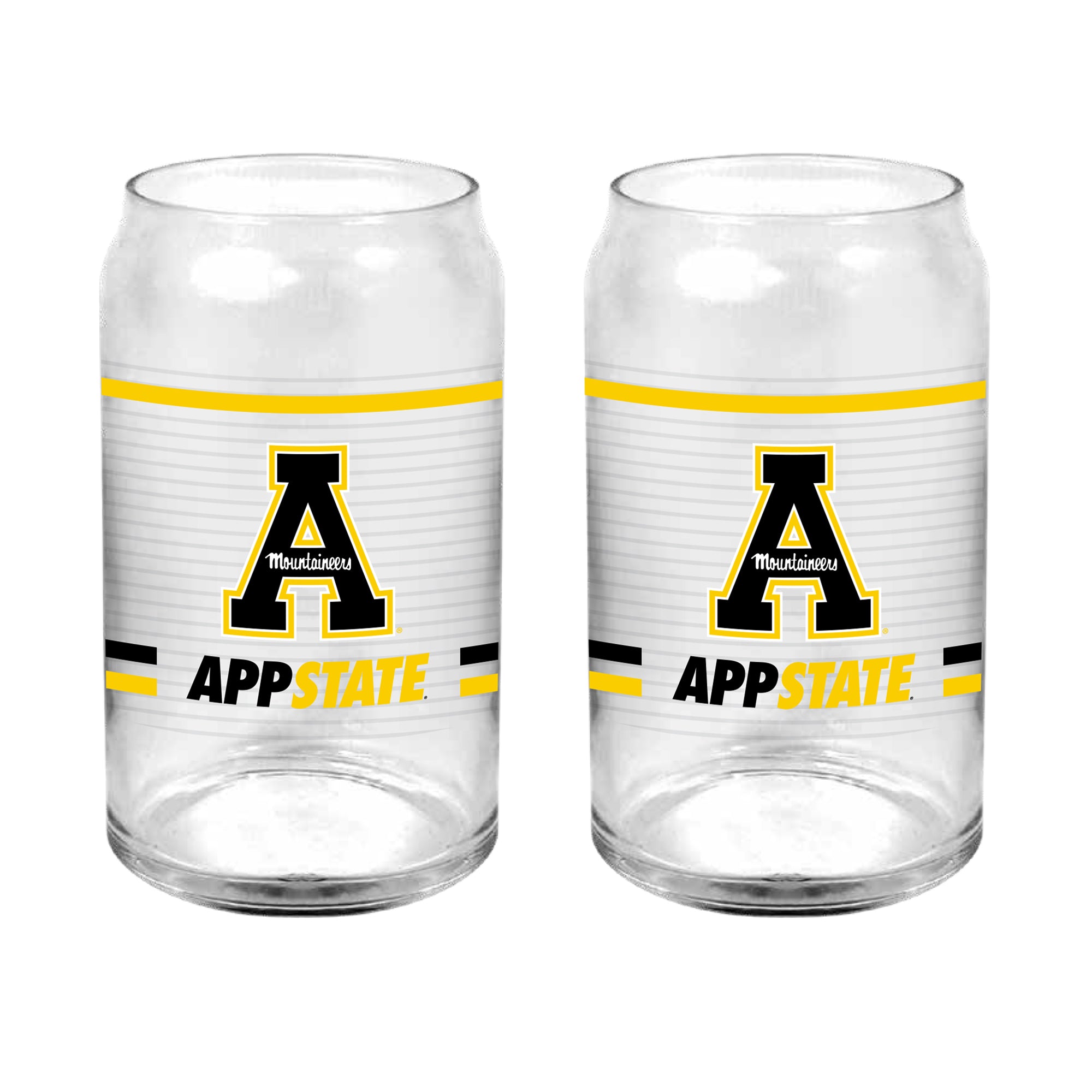 Set of 2 App State Mountaineers 16oz XD Ring Can Glasses