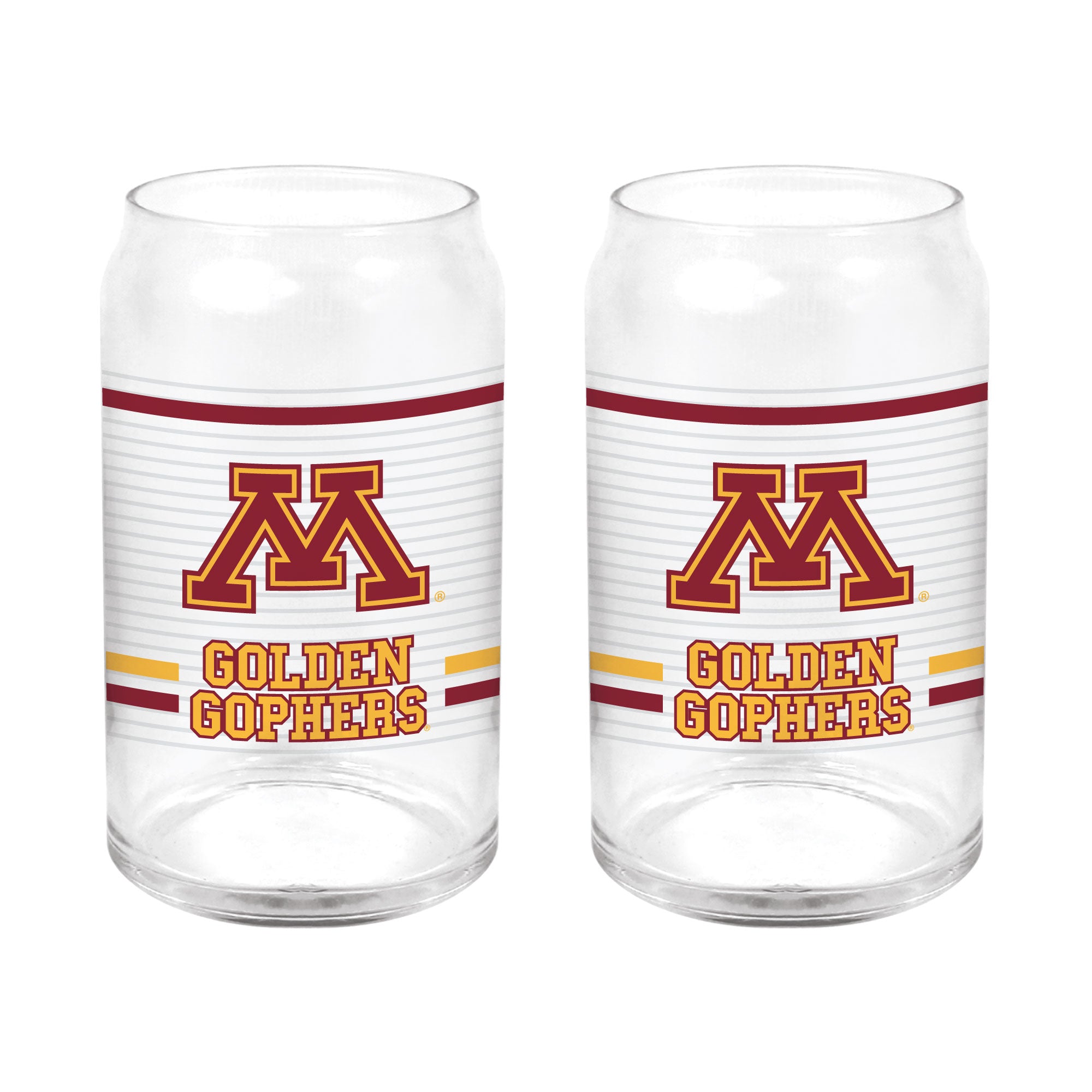 Set of 2 Minnesota Golden Gophers 16oz XD Ring Can Glasses