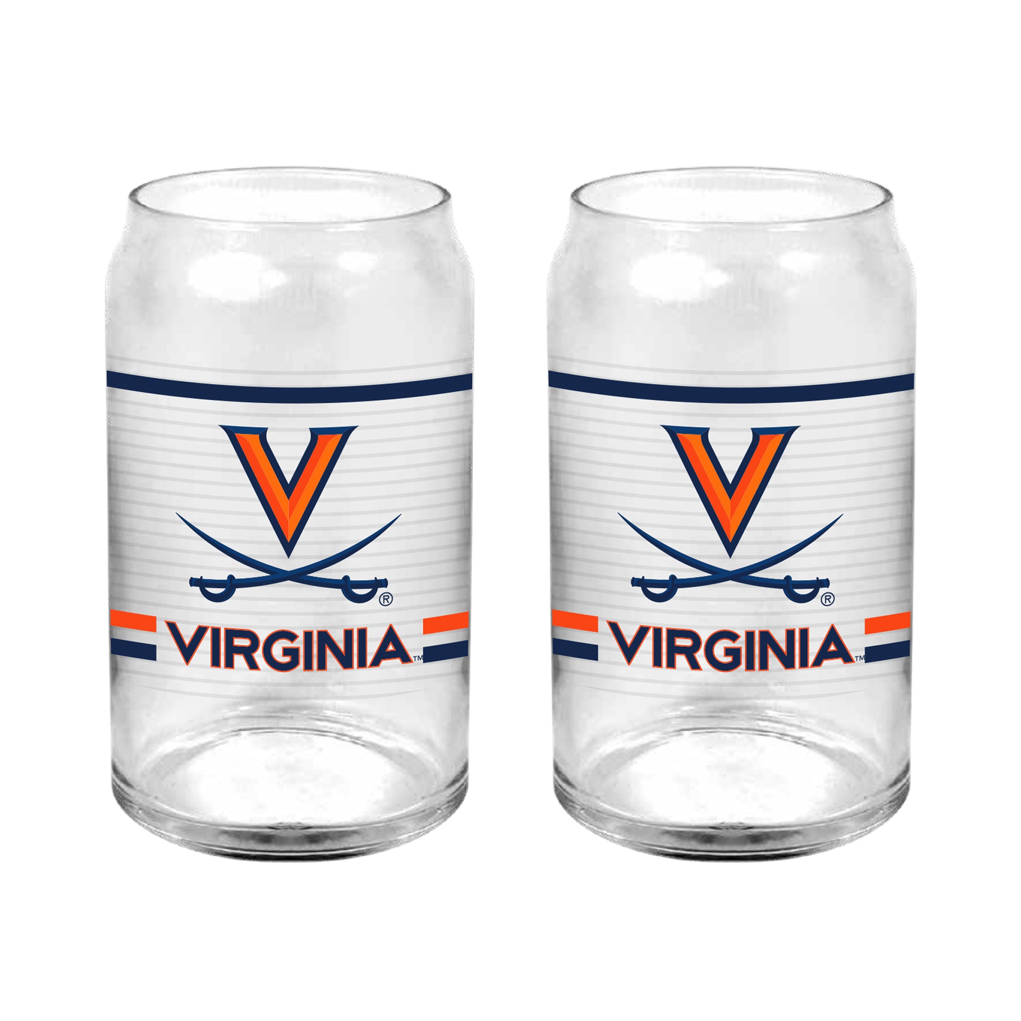 Set of 2 Virginia Cavaliers 16oz XD Ring Can Glasses