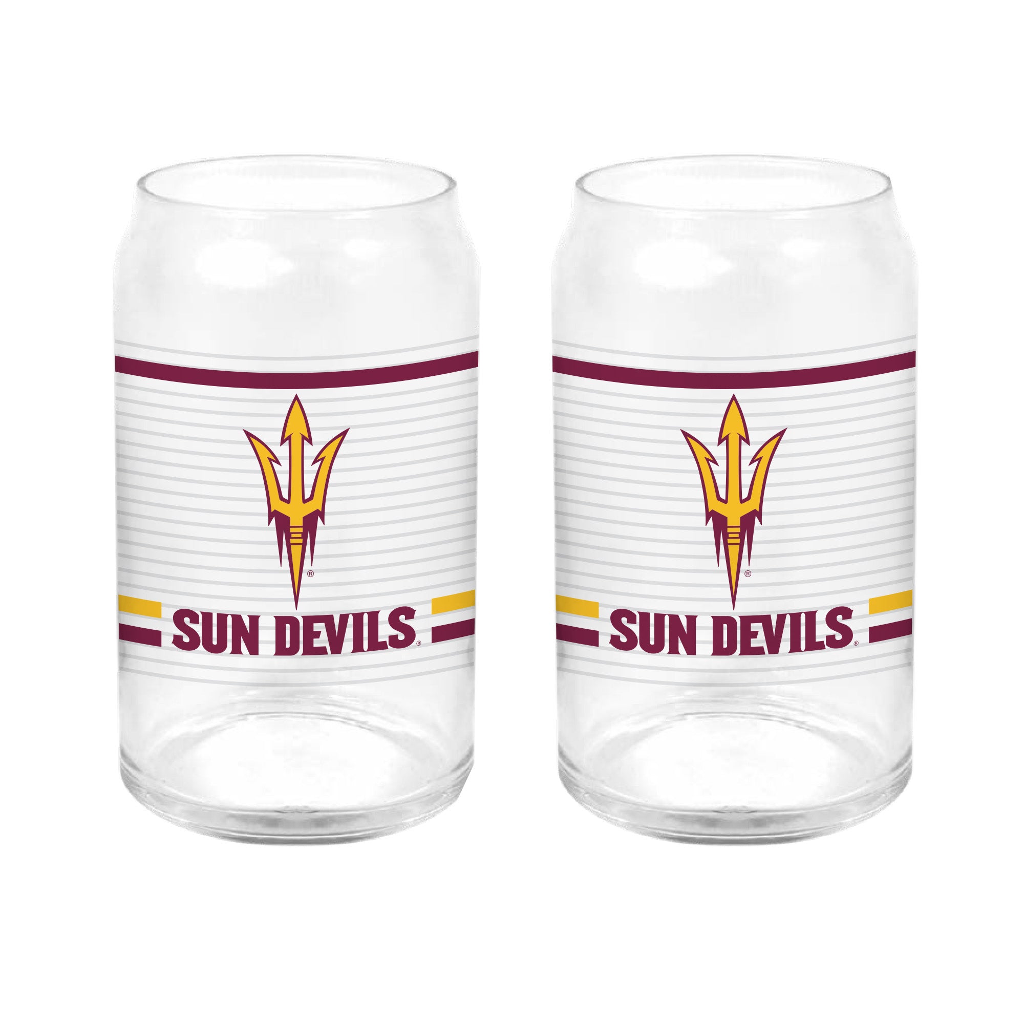 Set of 2 Arizona State Sun Devils 16oz XD Ring Can Glasses