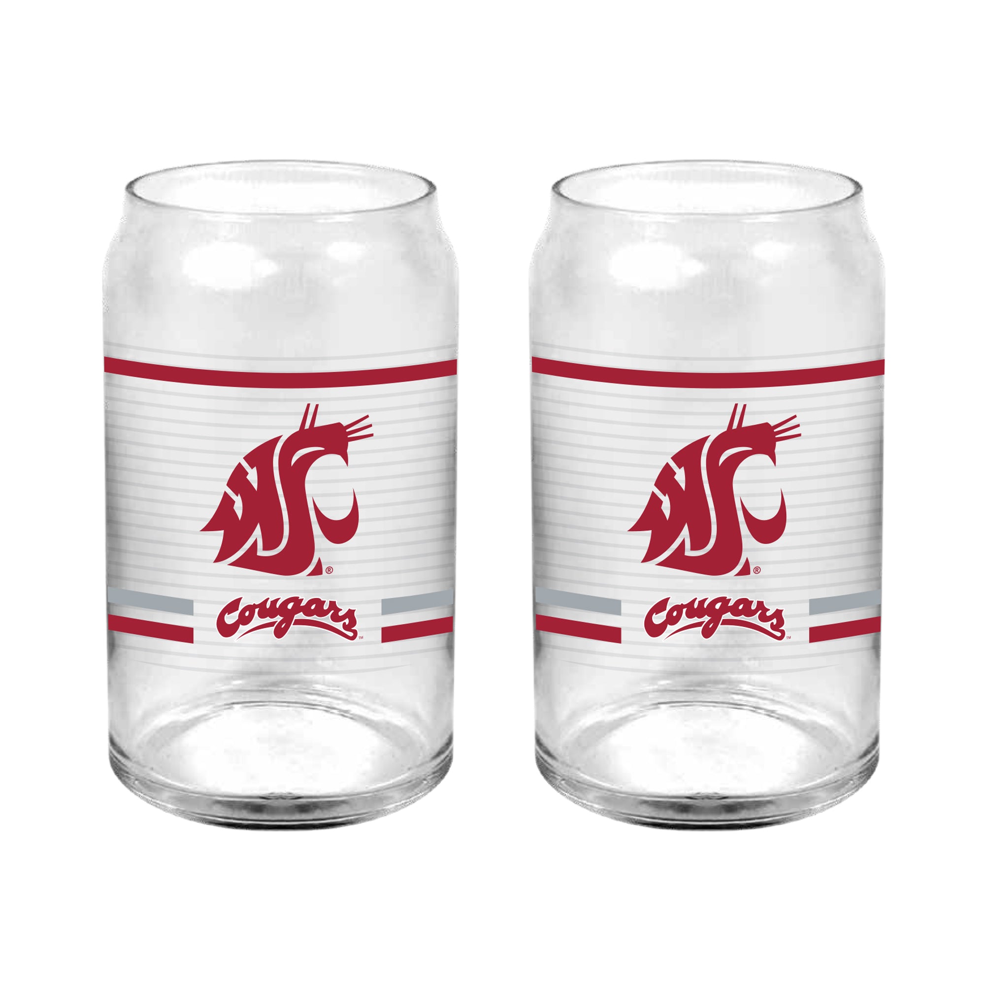 Set of 2 Washington State Cougars 16oz XD Ring Can Glasses