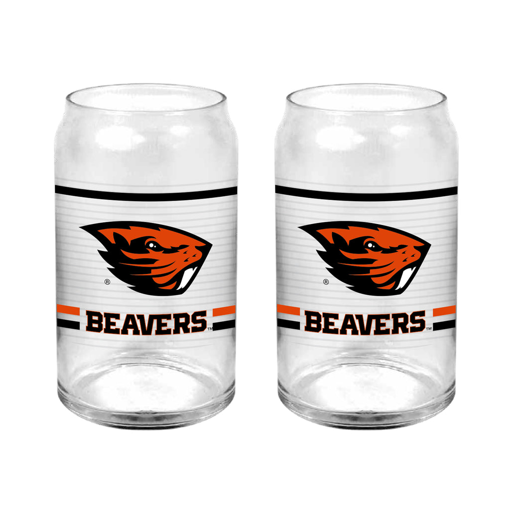 Set of 2 Oregon State Beavers 16oz XD Ring Can Glasses
