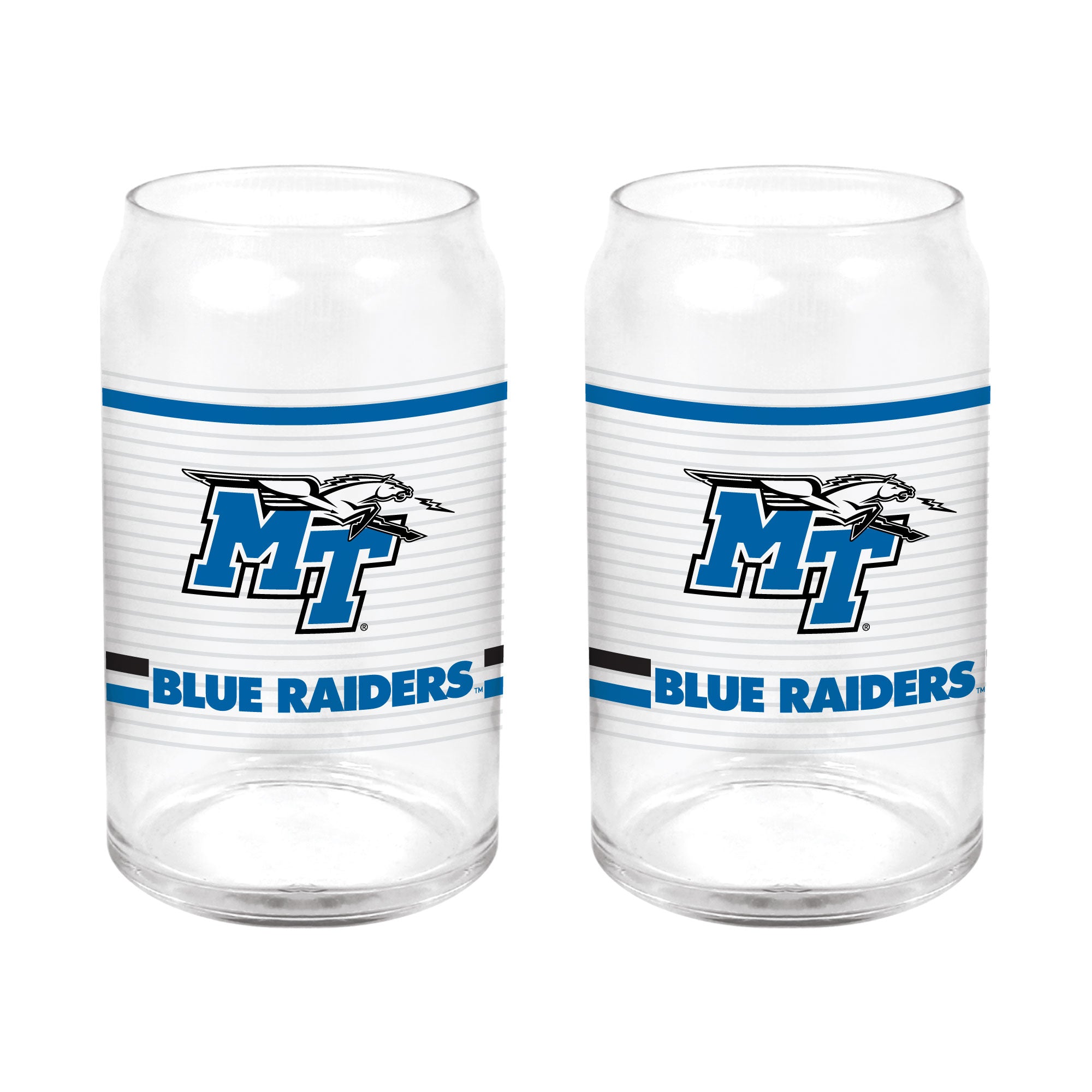 Set of 2 Middle Tennessee Blue Raiders 16oz XD Ring Can Glasses