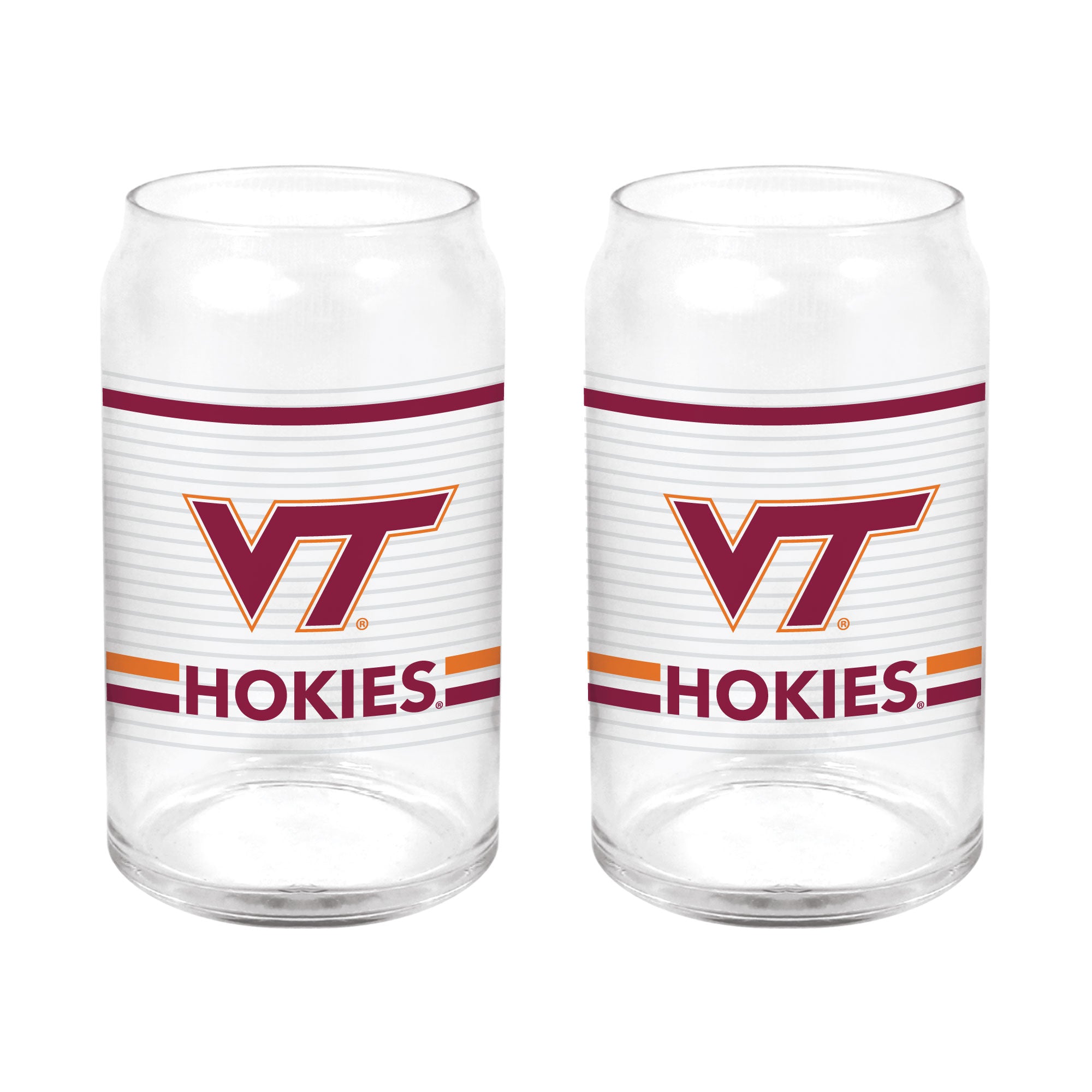 Set of 2 Virginia Tech Hokies 16oz XD Ring Can Glasses