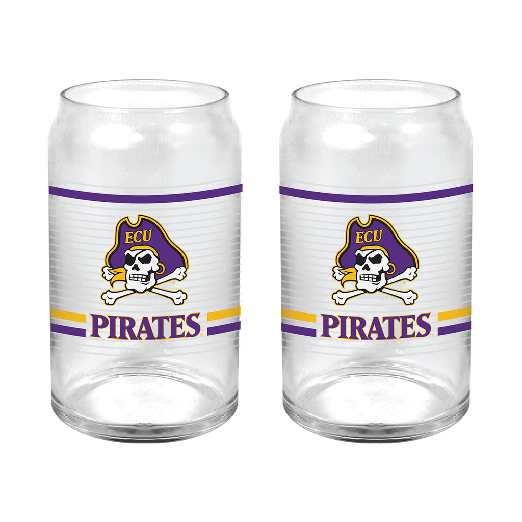 Set of 2 East Carolina Pirates 16oz XD Ring Can Glasses
