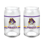 Set of 2 East Carolina Pirates 16oz XD Ring Can Glasses