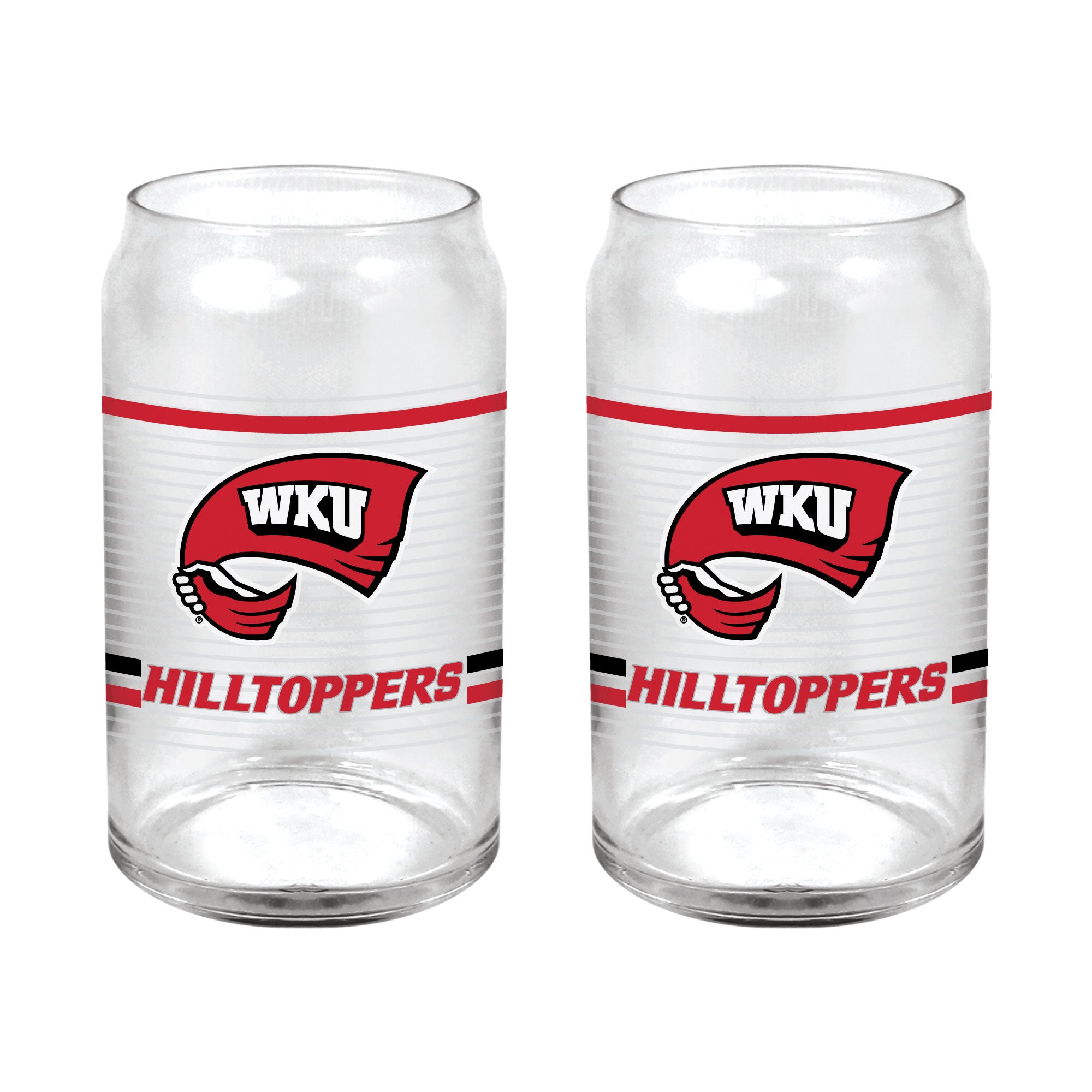 Set of 2 Western Kentucky Hilltoppers 16oz XD Ring Can Glasses