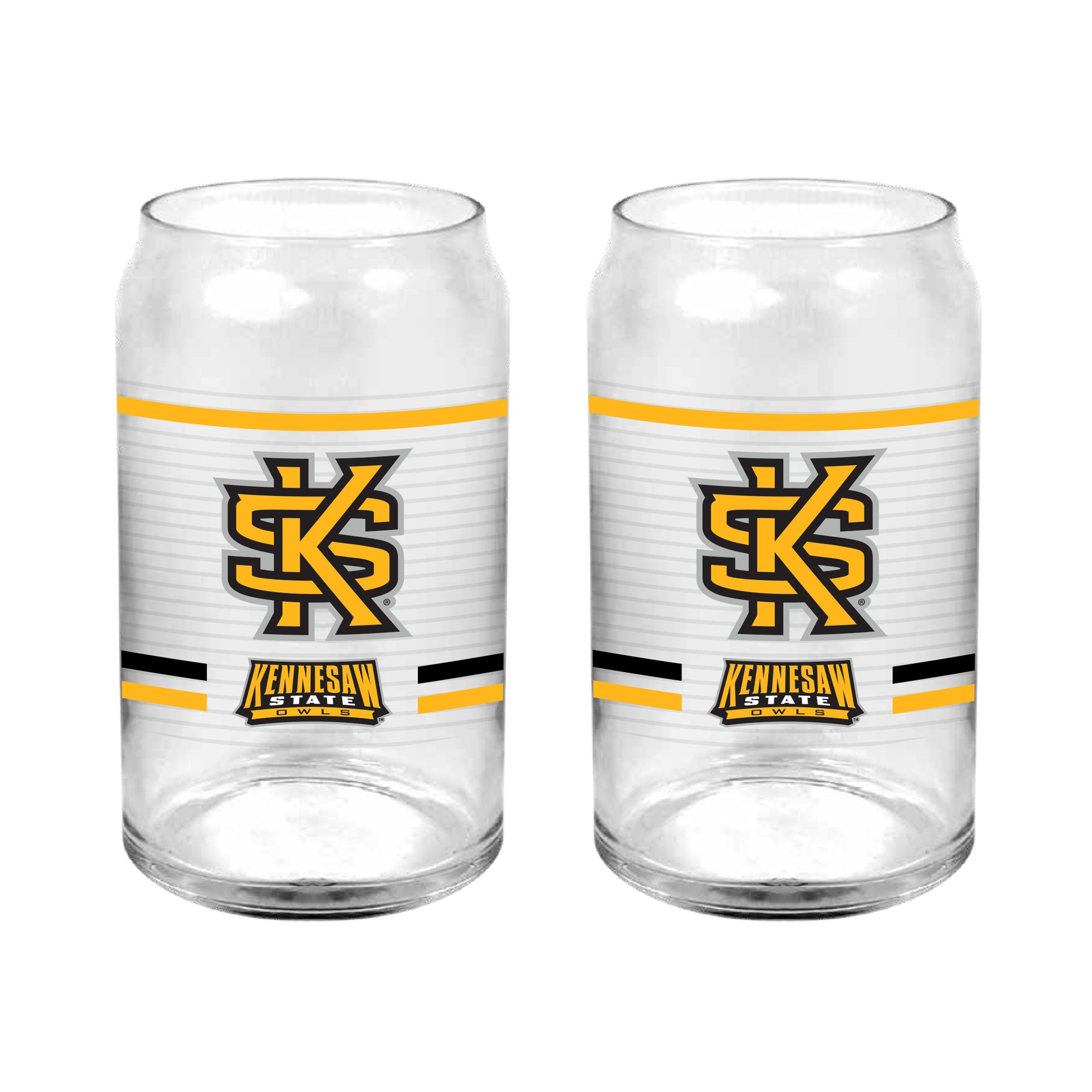 Set of 2 Kennesaw State Owls 16oz XD Ring Can Glasses