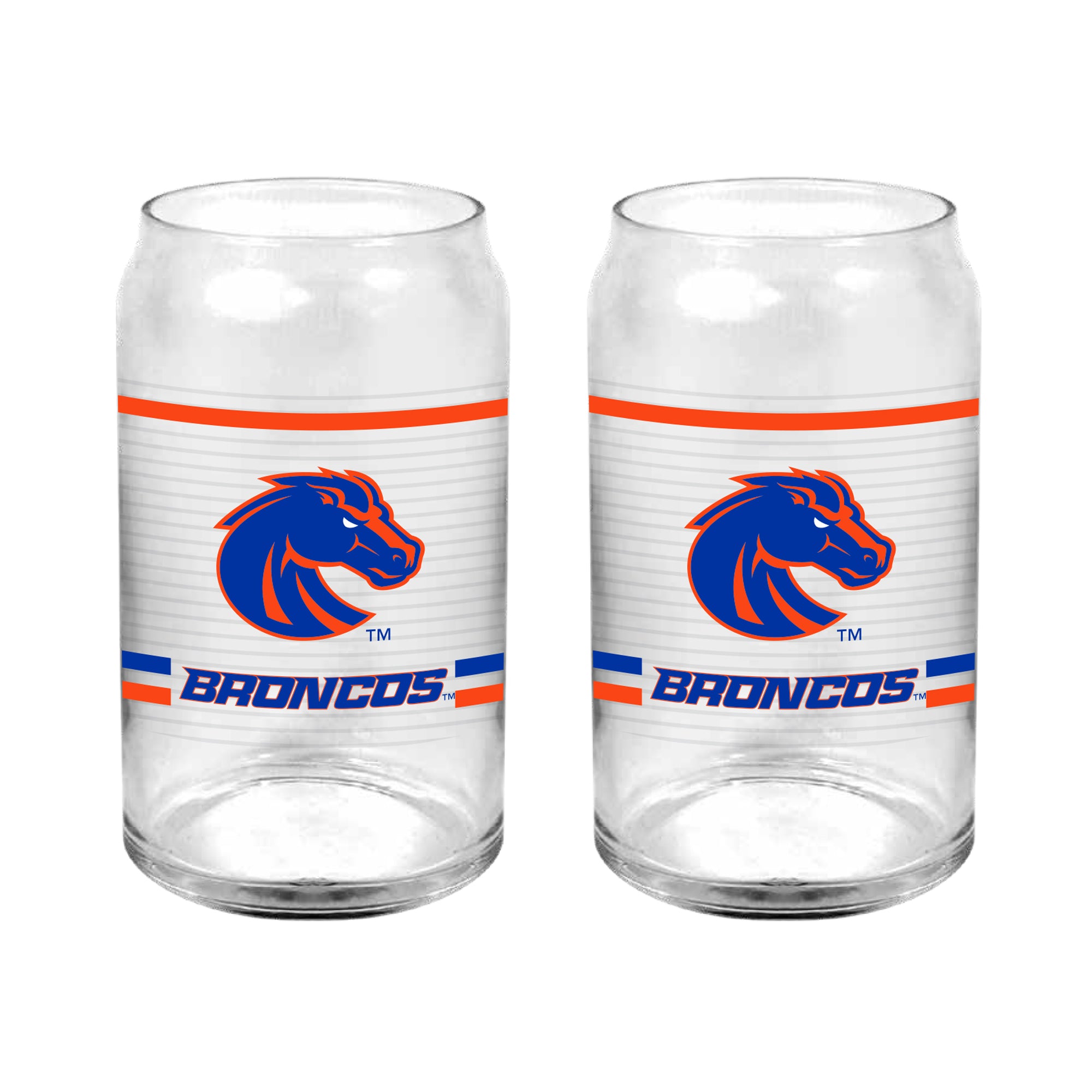 Set of 2 Boise State Broncos 16oz XD Ring Can Glasses
