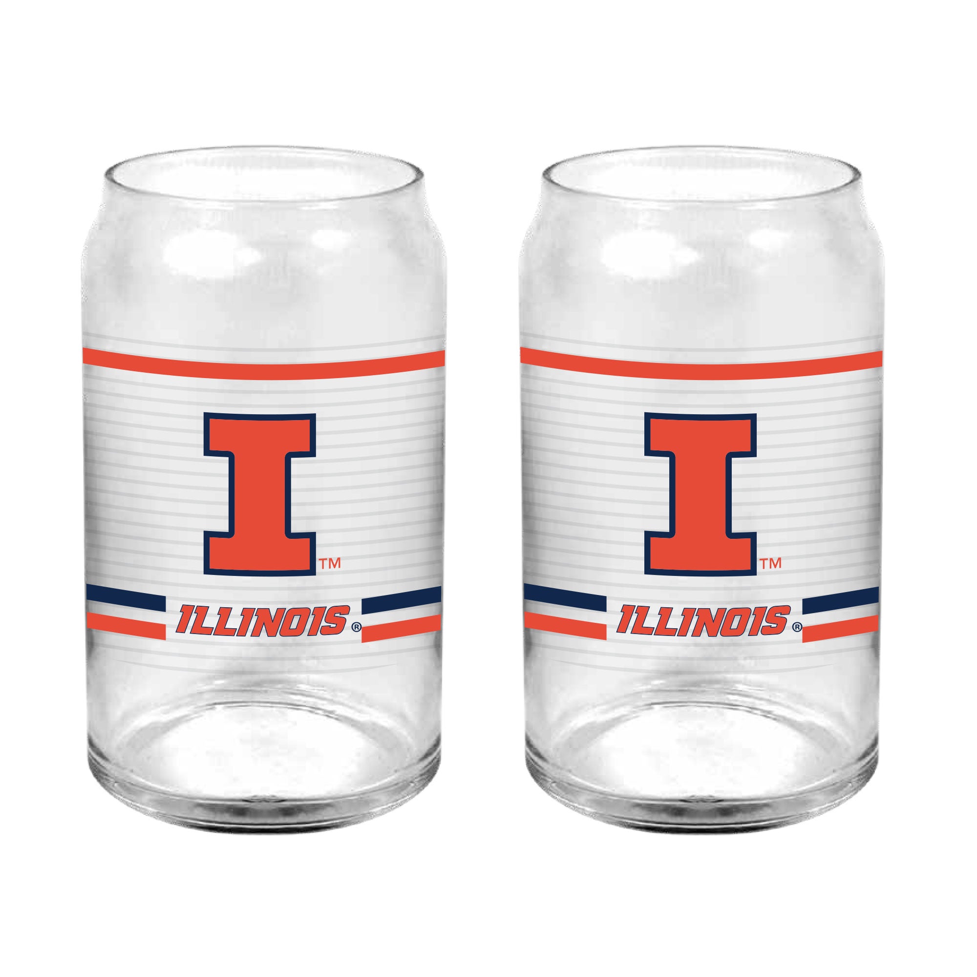 Set of 2 Illinois Fighting Illini 16oz XD Ring Can Glasses