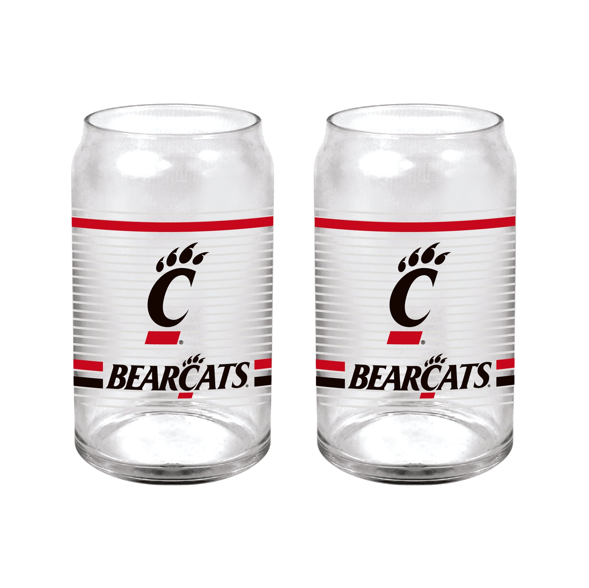 Set of 2 Cincinnati Bearcats 16oz XD Ring Can Glasses