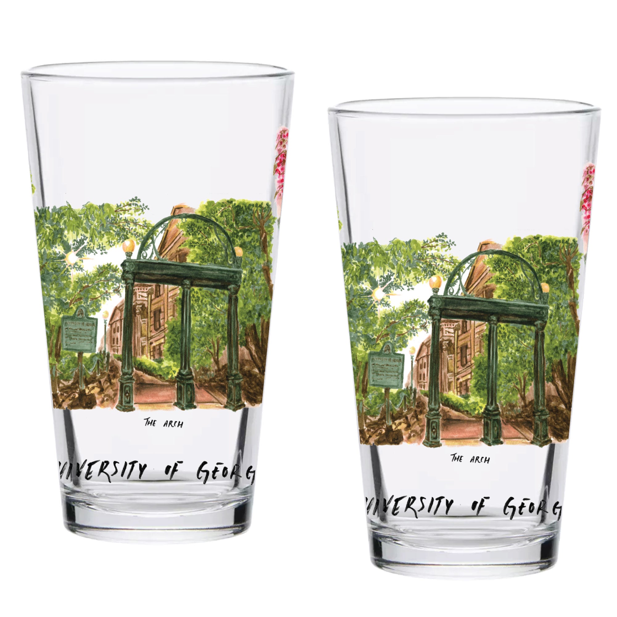 16oz Georgia Bulldogs 2-Pack Pint Set by Laura Wilcox