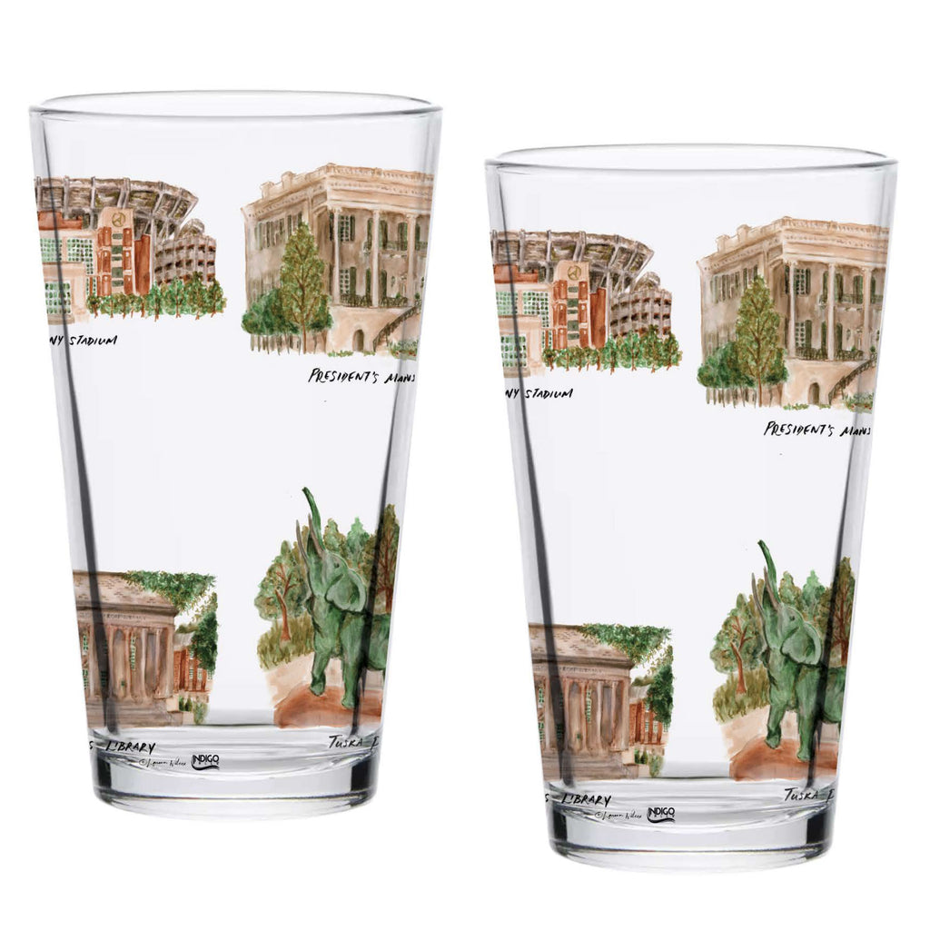 16oz Alabama Crimson Tide 2-Pack Pint Set by Laura Wilcox