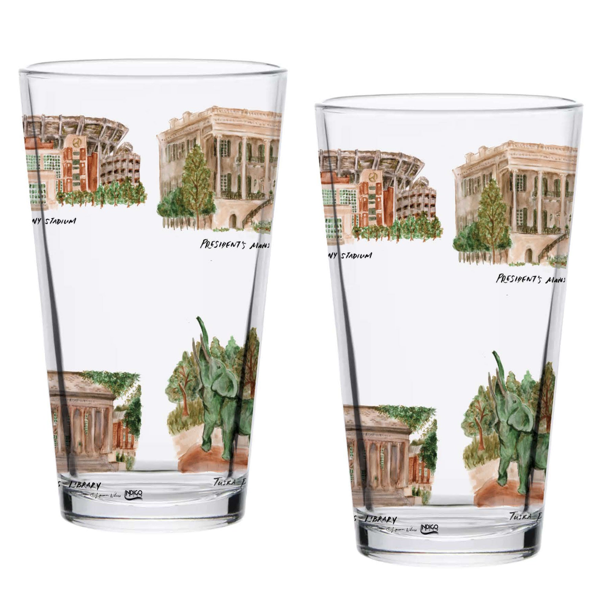 16oz Alabama Crimson Tide 2-Pack Pint Set by Laura Wilcox