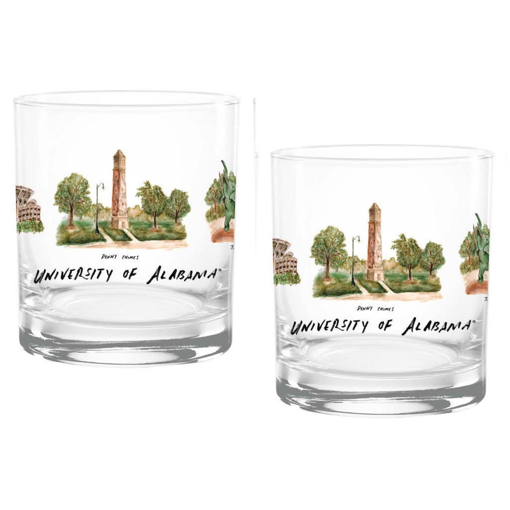 14oz Alabama Crimson Tide Laura Wilcox University Collection 2-Pack Glass Set