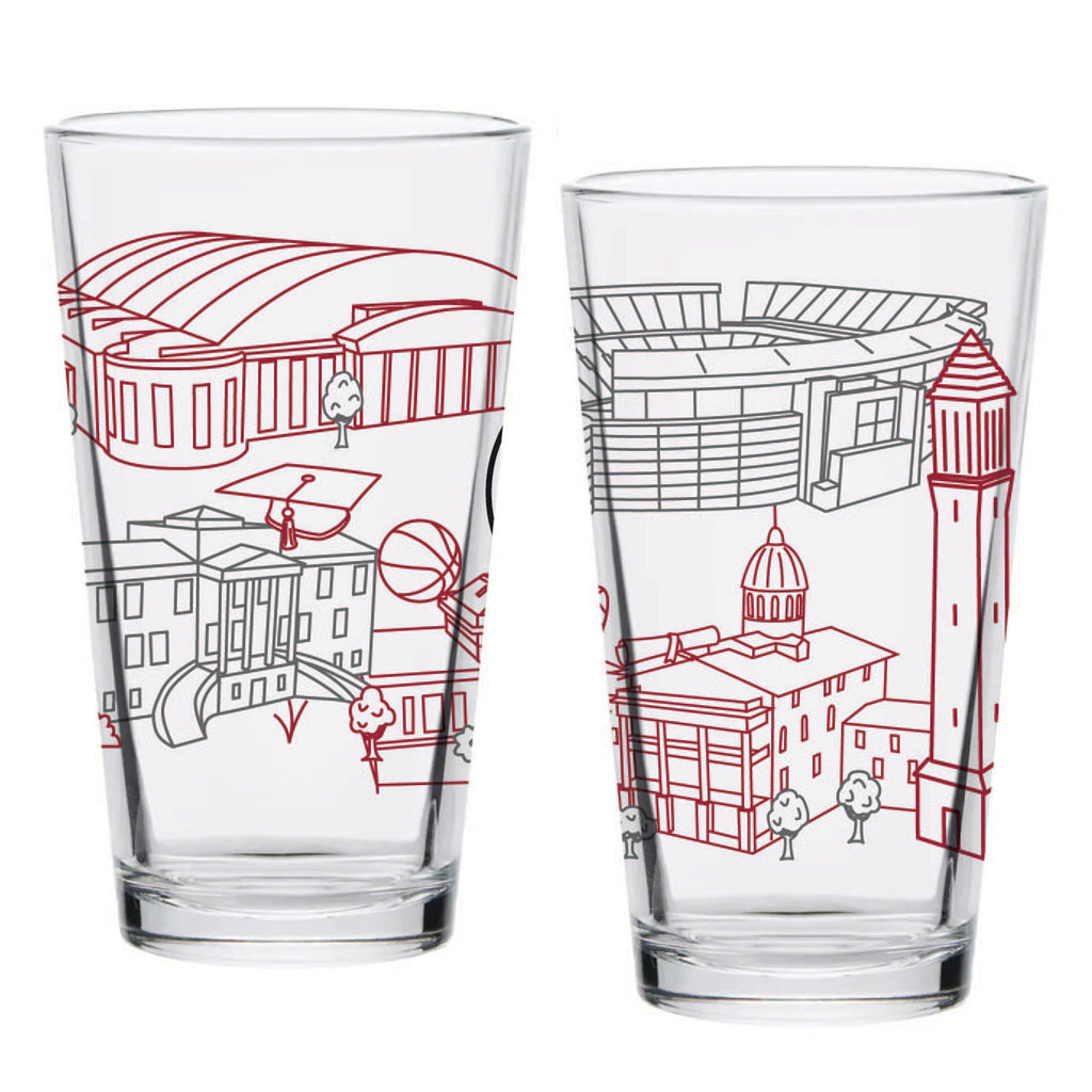 Set of 2 Alabama Crimson Tide Campus Line Art 16oz Pints