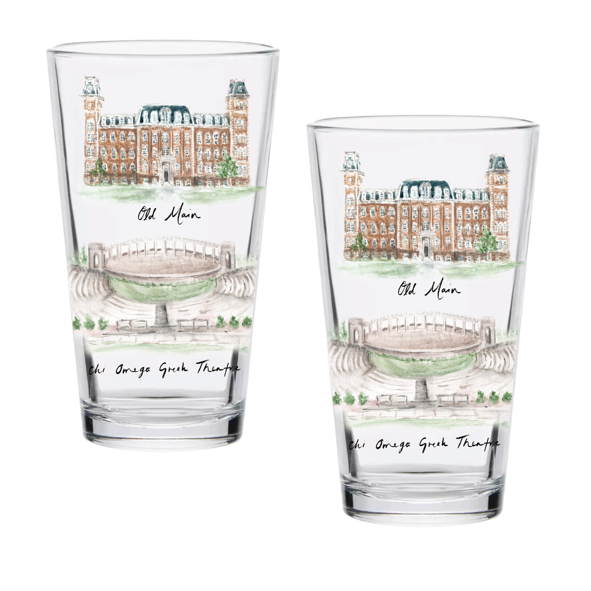 16oz Arkansas Razorbacks 2-Pack Pint Set by Laura Wilcox
