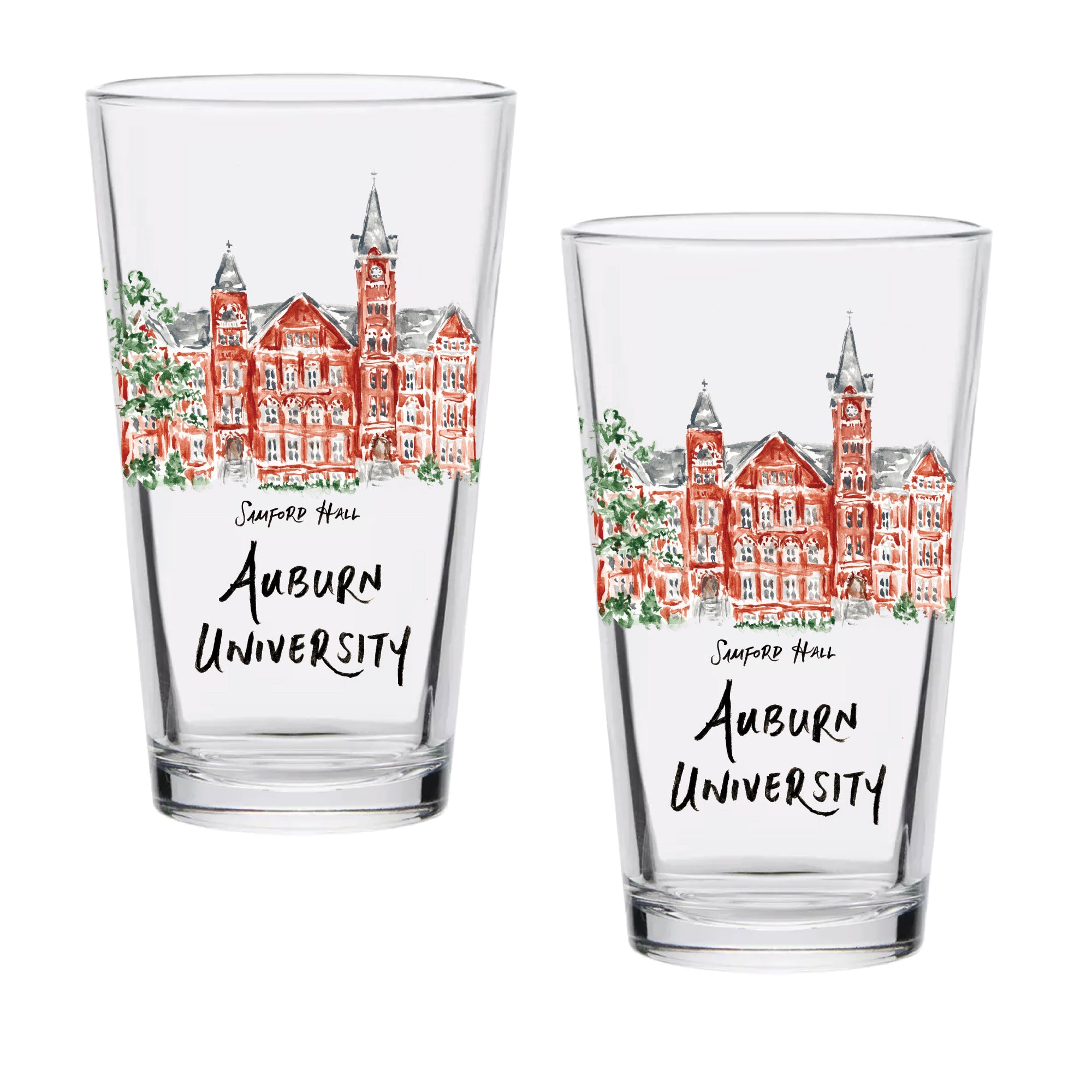 16oz Auburn Tigers 2-Pack Pint Set by Laura Wilcox