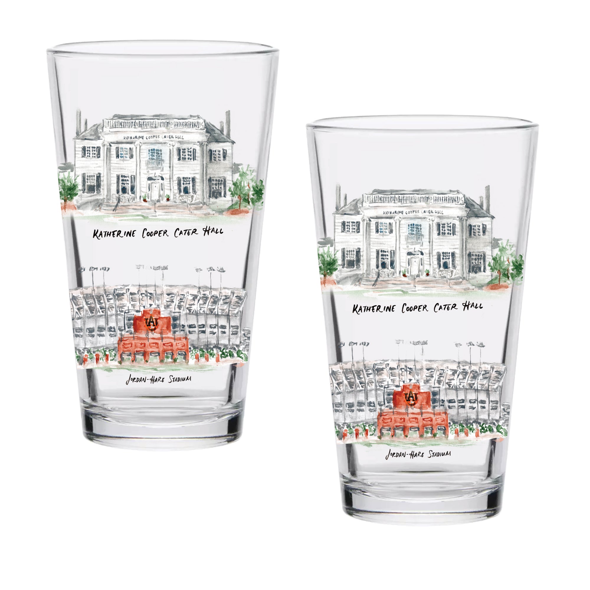 16oz Auburn Tigers 2-Pack Pint Set by Laura Wilcox
